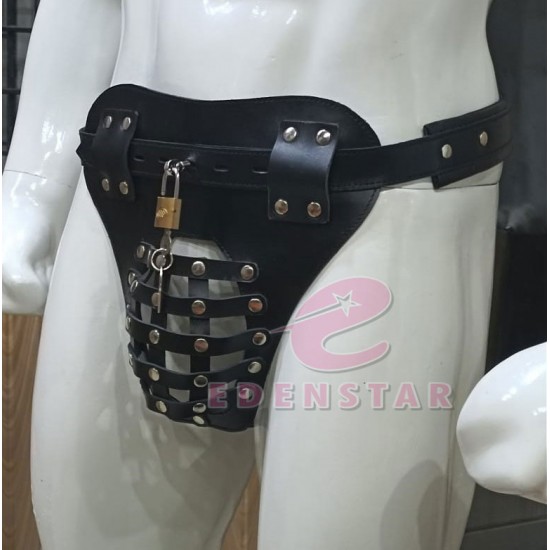 Men's Leather jock flog style with lock closer custom