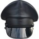 Black Genuine Leather Army Muir Biker Peaked Police Gay Bluff Cap Hat